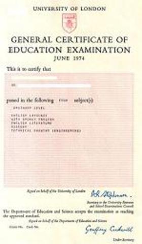 Introduction of General Certificate of Education (GCE)