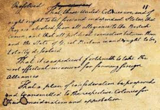 Richard Henry Lee proposes Independence