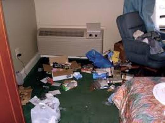 Hotel room trashed