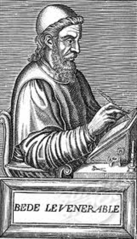 Bede, a monk, wrote his first treatise.