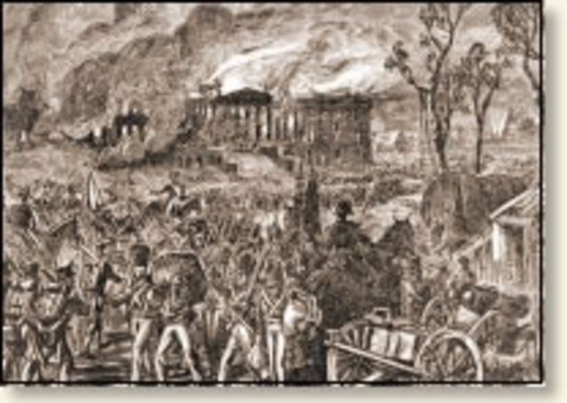 British attack Washington D.C. and burn the Capitol and White House.