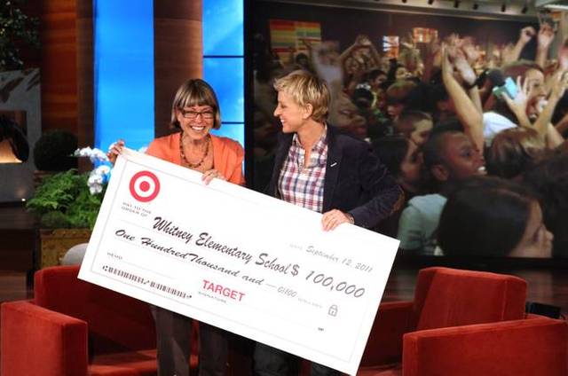 Ellen makes donation to Whitney Elementary School