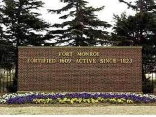 Poe transferred to Fortress Monroe, Virginia
