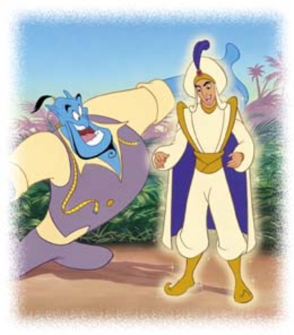 Genie makes Aladdin a prince and Abu an elephant.
