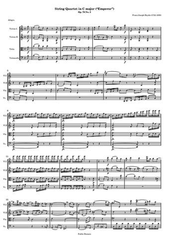 Quartet nº 62, en do major, op. 76 nº 3  Haydn