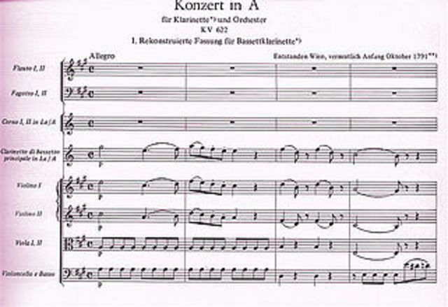 Concert per a clarinet, en la major, KV 622 – Mozart