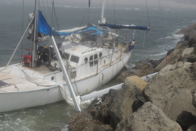 The ship begins to fall apart