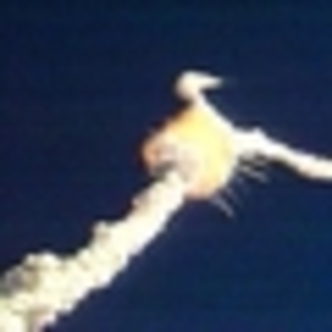 The Challenger explodes after take-off