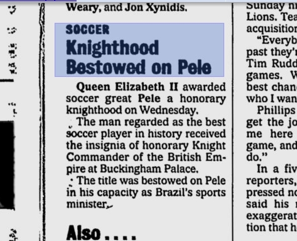 Honourary Knighthood