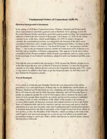 Fundamental Orders of Conneticut