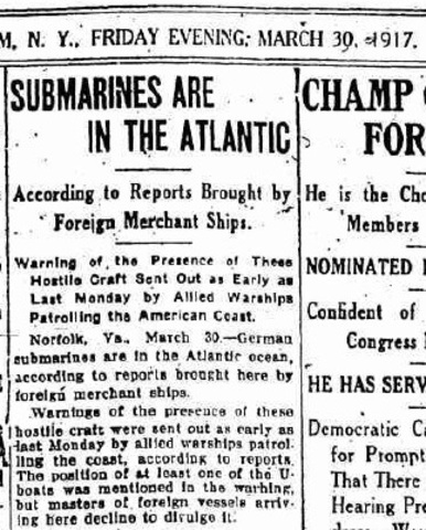 Gemany Declares Unrestricted submarine Warfare