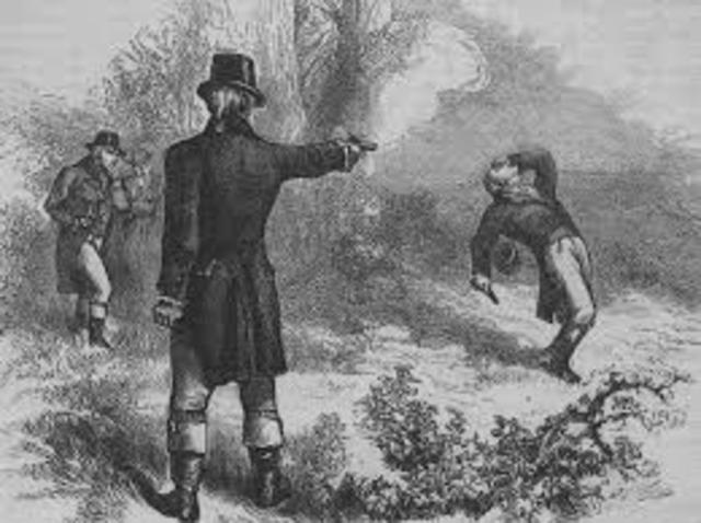 Aaron Burr shoots Alexander Hamilton