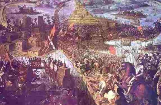 The Aztec Empire at Mexico City falls to Hernando Cortes