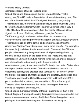 America signed Wangxia Treaty with China