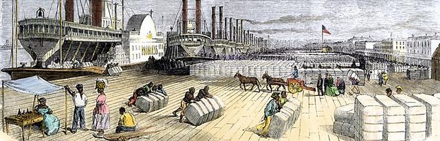 Slaves loading cotton on the levee at New Orleans