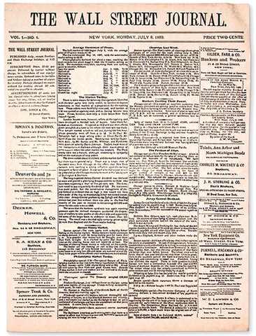 First issue of the Wall Street Journal Published