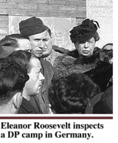 Eleanor Roosevelt Inspects A DP Camp In Germay