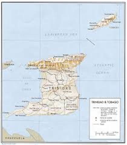 Columbus sailed south to Trinidad