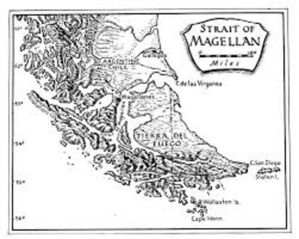 Magellan sails down the coast of South America