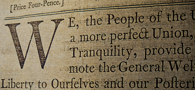 The first public publication of the U.S. Constitution