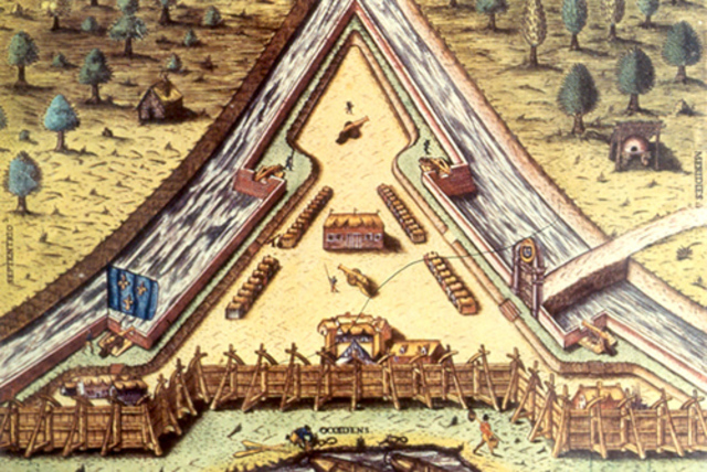 Rene Goulaine de Laudonniere (French) and his men established a fort in the mouth of present-day Jacksonville.