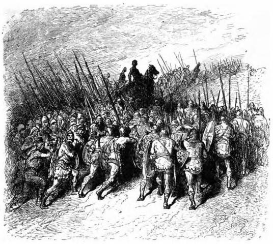 Charlemagne defeats the Lombards.