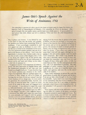 Creation of "Writs of Assistance"