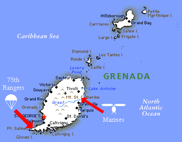 U.S. troops overthrow regime in Grenada