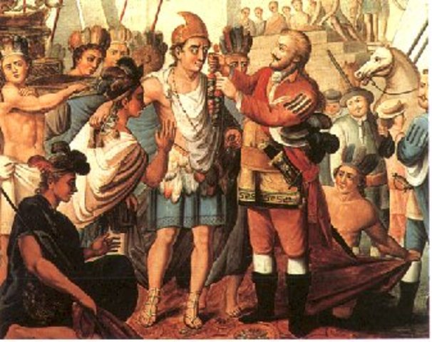 Cortez conqures the Aztecs.