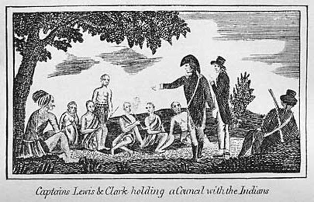 Lewis and Clark Meet with Indians