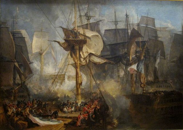 British win vs. French and Spanish in Battle of Trafalgar
