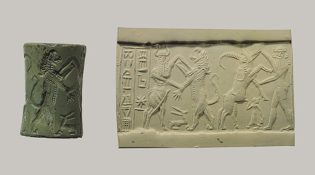 Cylinder Seal With Contest Scene 2350-2150 B.C.