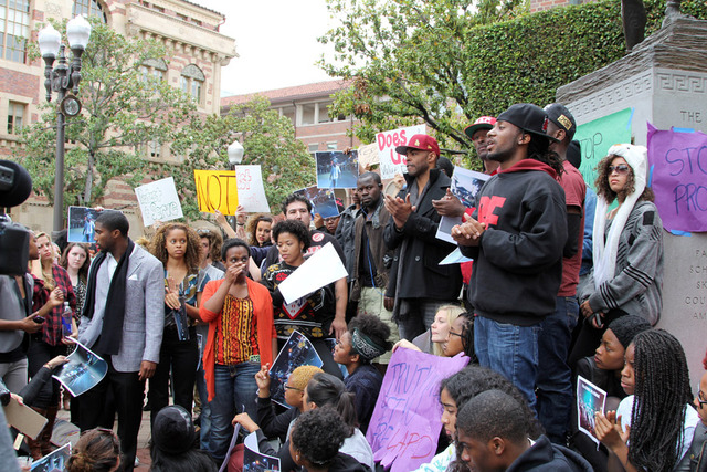 Students hold sit-in in response to LAPD presence at party