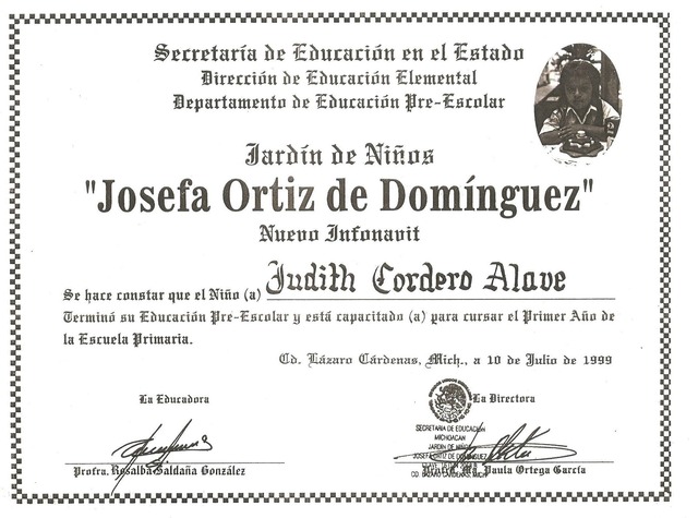 Certificado de Prescolar