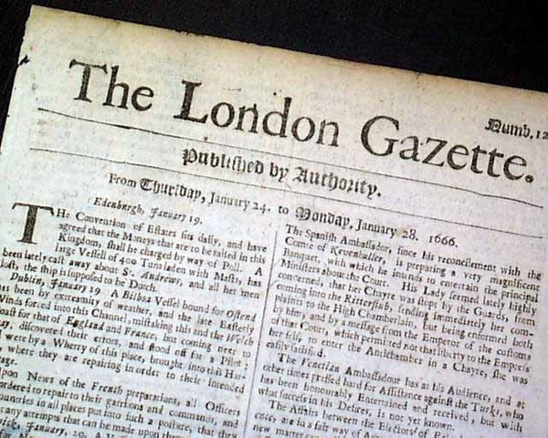 newspapers are first published in London
