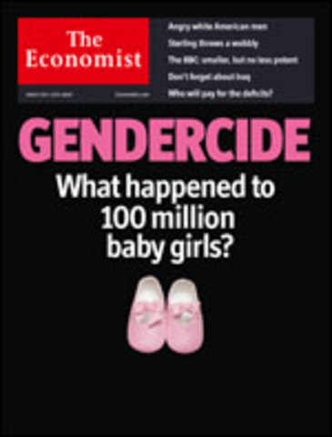 Leading magazine and social voice - 'The Economist' publishes an article on the concept of missing women with newer, corroborating figures.