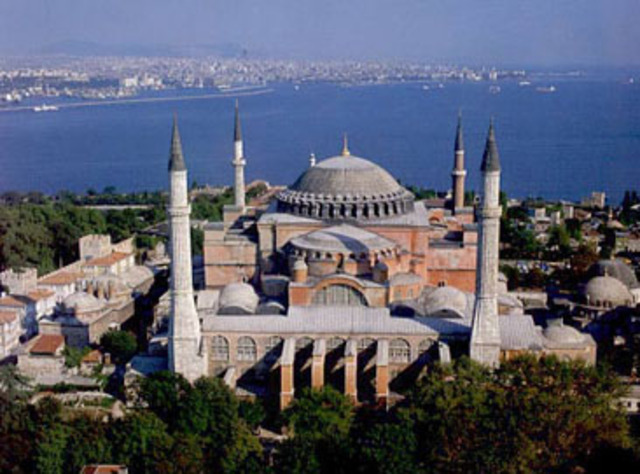 Justinian starts building the church of Hagia Sophia in Constantinople