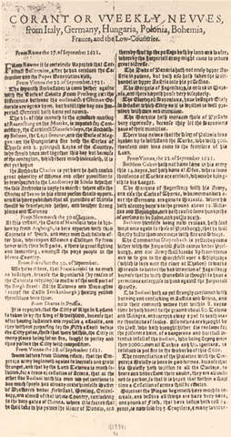 Newspapers are first published in London