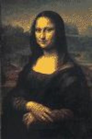 Leonardo da Vinici paints the Mona Lisa