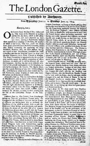 Newspapers are first published in London