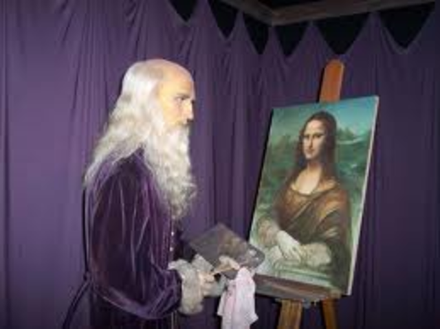 Leonardo da Vinci paints the Mona Lisa