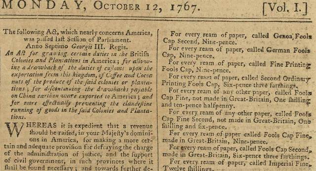 The Townshed Act of 1767