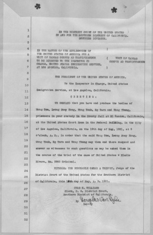 Passing of Act of Habeas Corpus