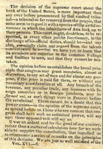 McCulloch V. Maryland