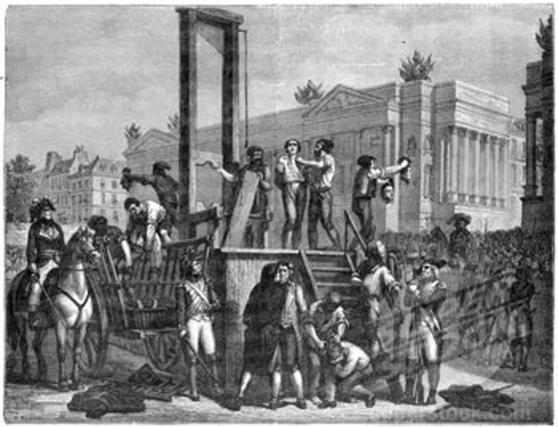 Robespiere is sentenced ot death by guilotine