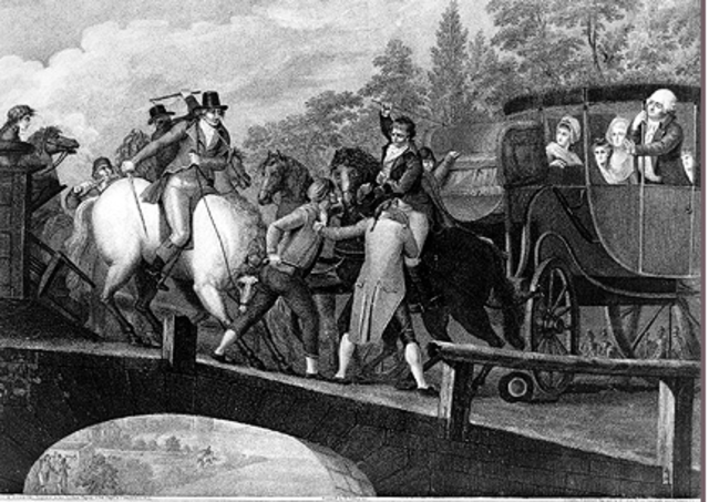 King Louis tries to flee, but is caught by a peasant and put under house arrest