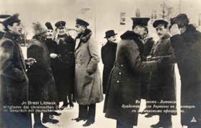 Central powers and Russia sign the Treaty of Brest Litovsk