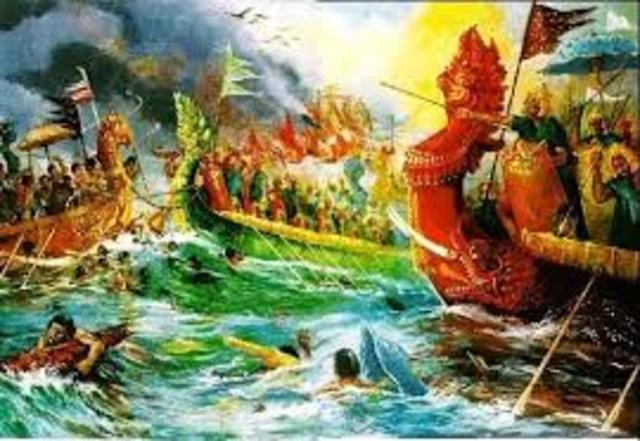 Udayadityavarman dies. cival war begins