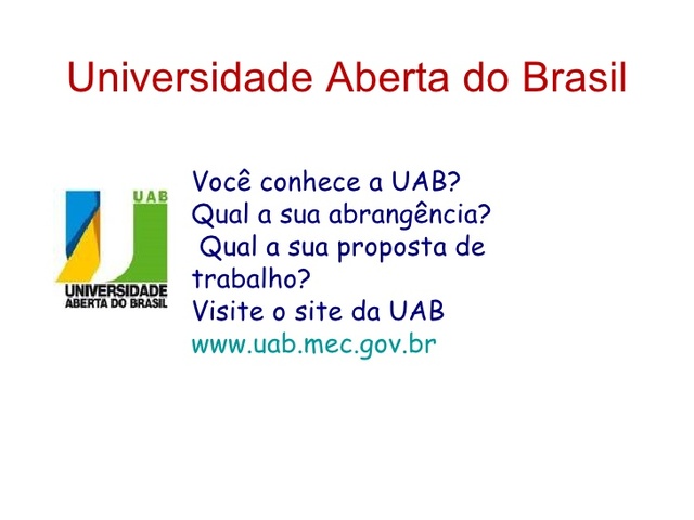 Constituição da Universidade Aberta do Brasil – UAB