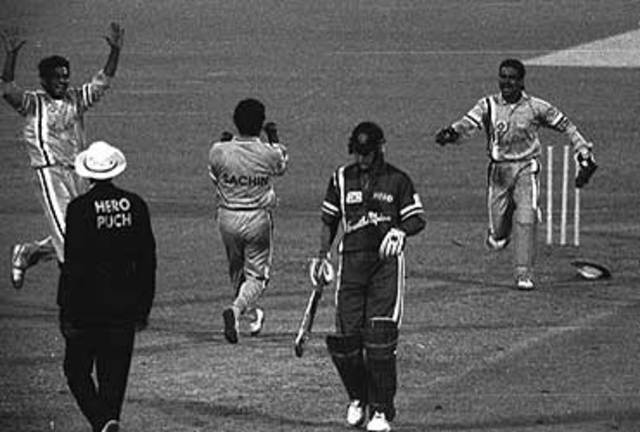 The world saw the first glimpse of Tendulkar as a match-winning bowler. With South Africa needing six runs to win off the last over of their Hero Cup semifinal, he bowls a sensational over, conceding just three and bowling India to victory.